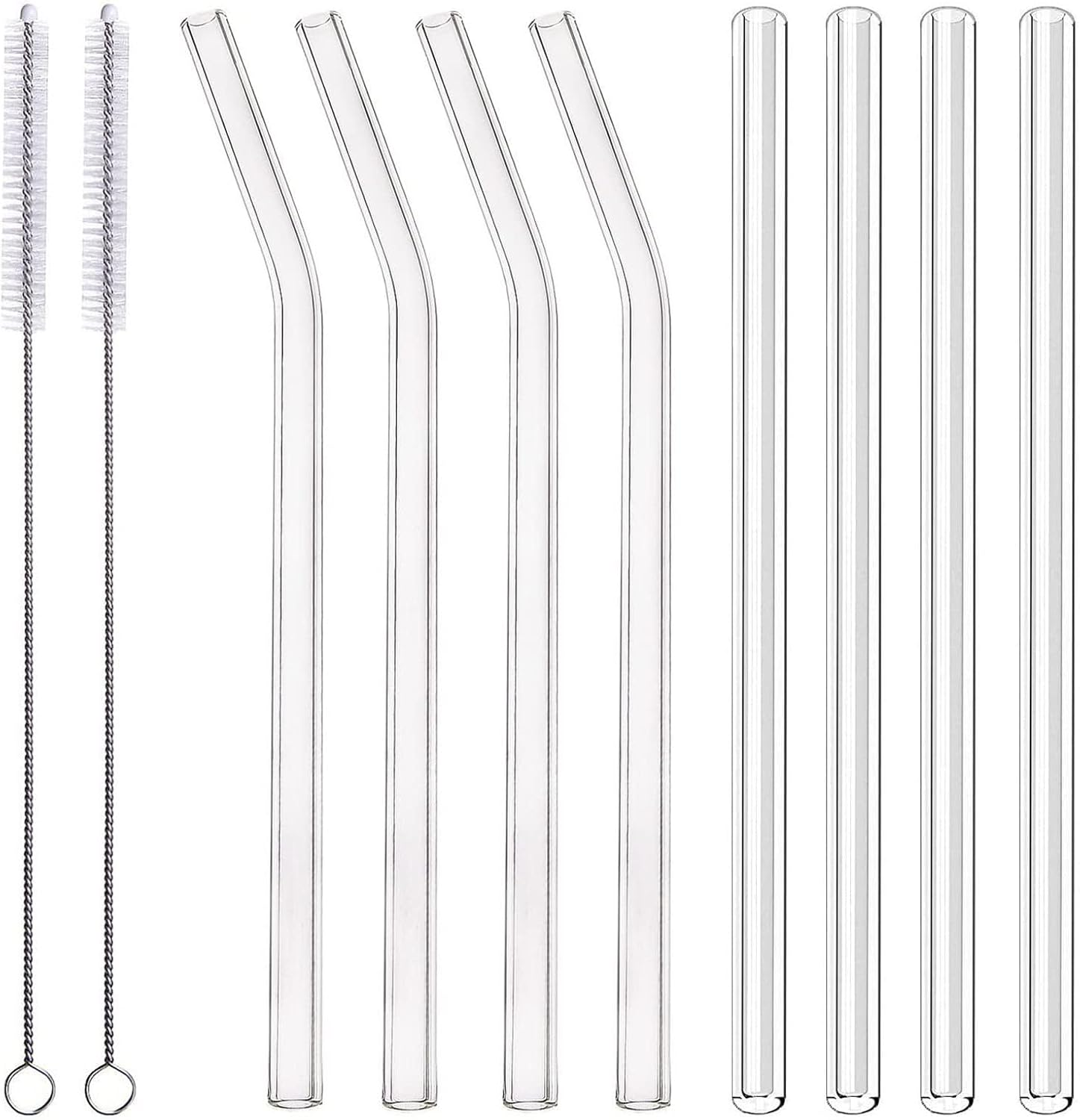 Glass Straws Reusable Drinking Straw,Straw Cleaning Brushes for Hydro Flask Wide Mouth Bottle, Stanley Cup Straw Replacement Set(40 Oz/30 Oz Tumblers) (10-Pack Glass Straws) image number 2