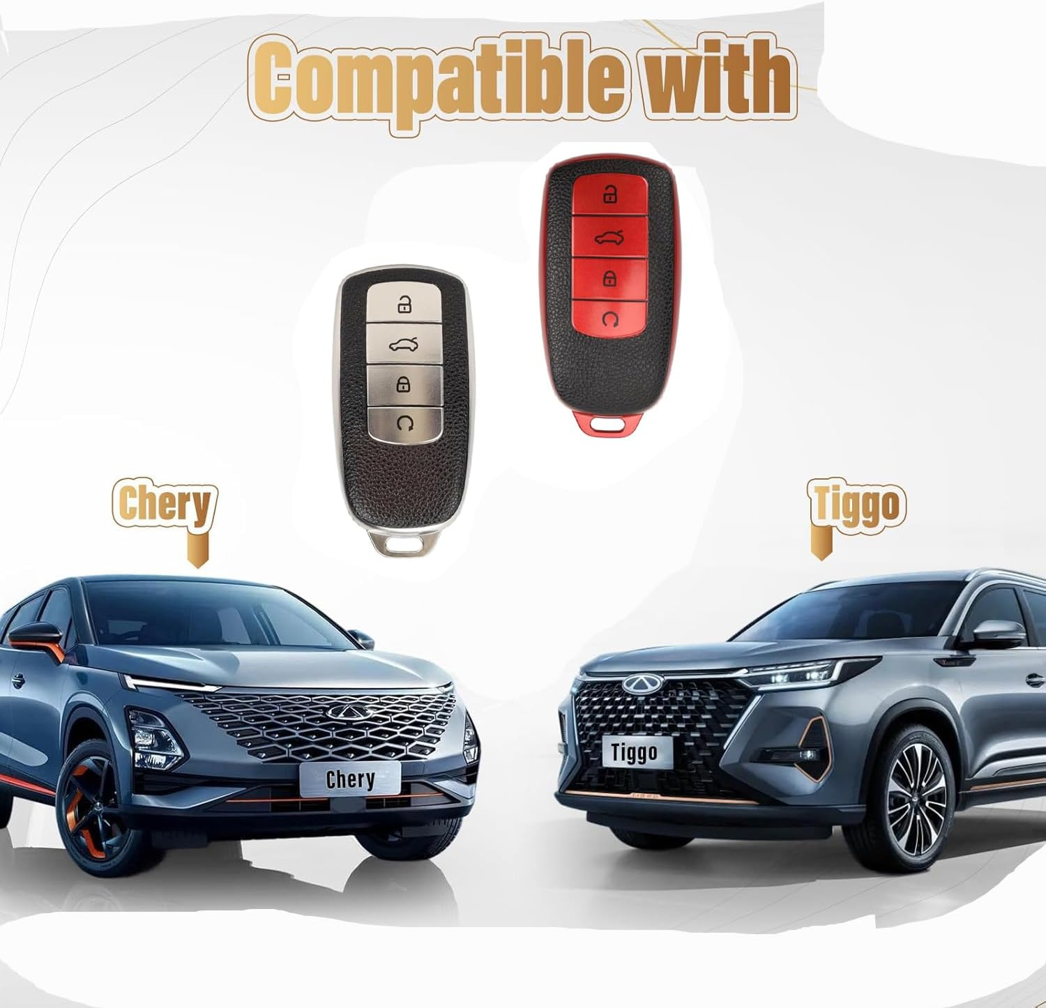 2-Pcs Smart Car Key Fob Cover, TPU Protector Case Compatible with Chery Omoda 5 & Tiggo 8 Pro (Anti-Scratch, Shockproof Key Shell) image number 4