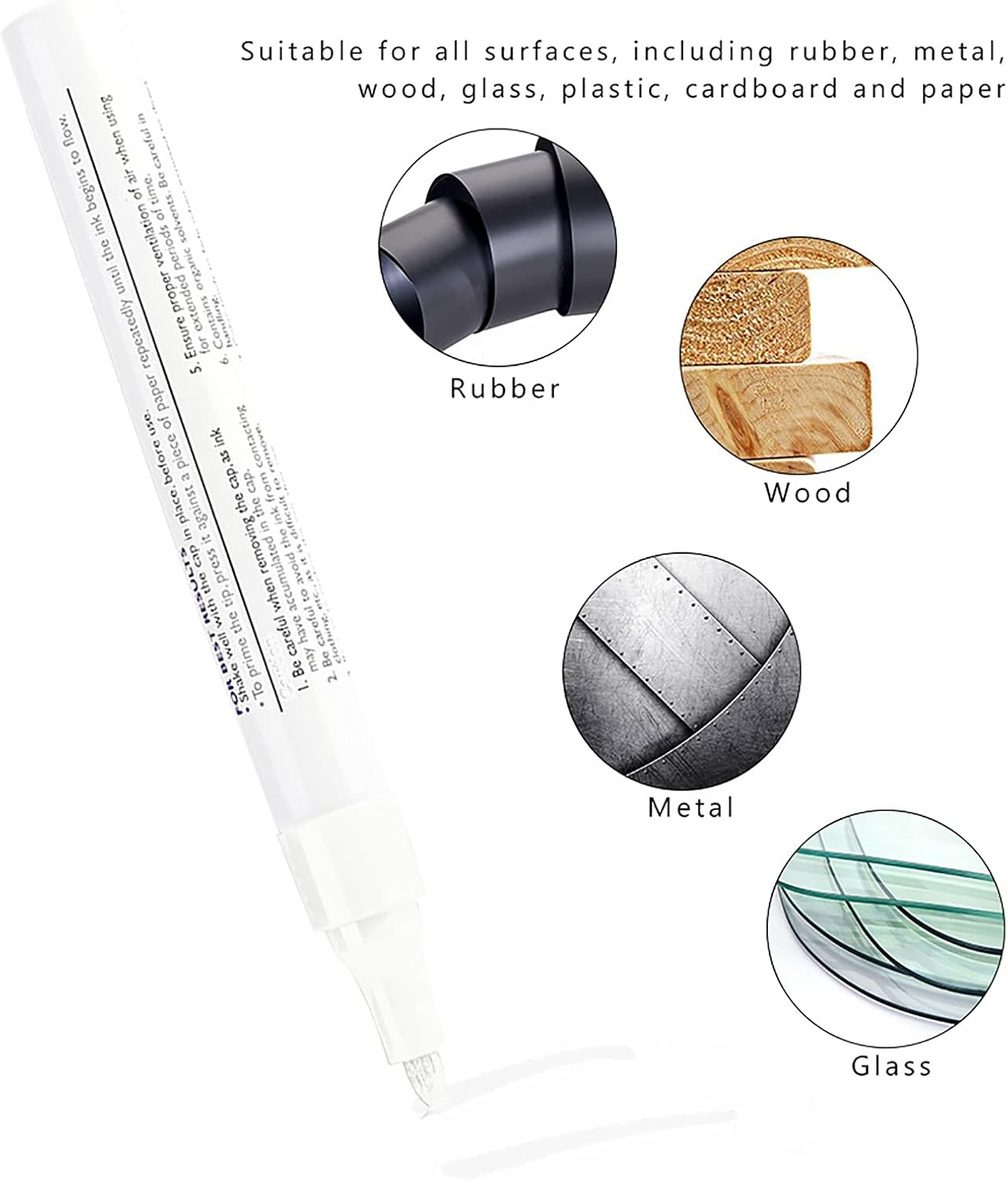 Tire Pens, Car Tire Paint Pen, Car Paint Pen, Paint Pen for Car Tires, 1 Pcs Waterproof Professional Car Pencil Tire Paint Pen Mark Pens(White) image number 2