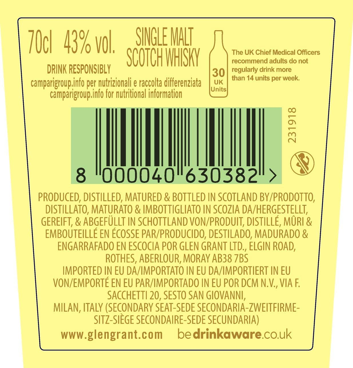 Glen Grant 18 Year Old Speyside Single Malt Scotch Whisky 700 Ml image number 4