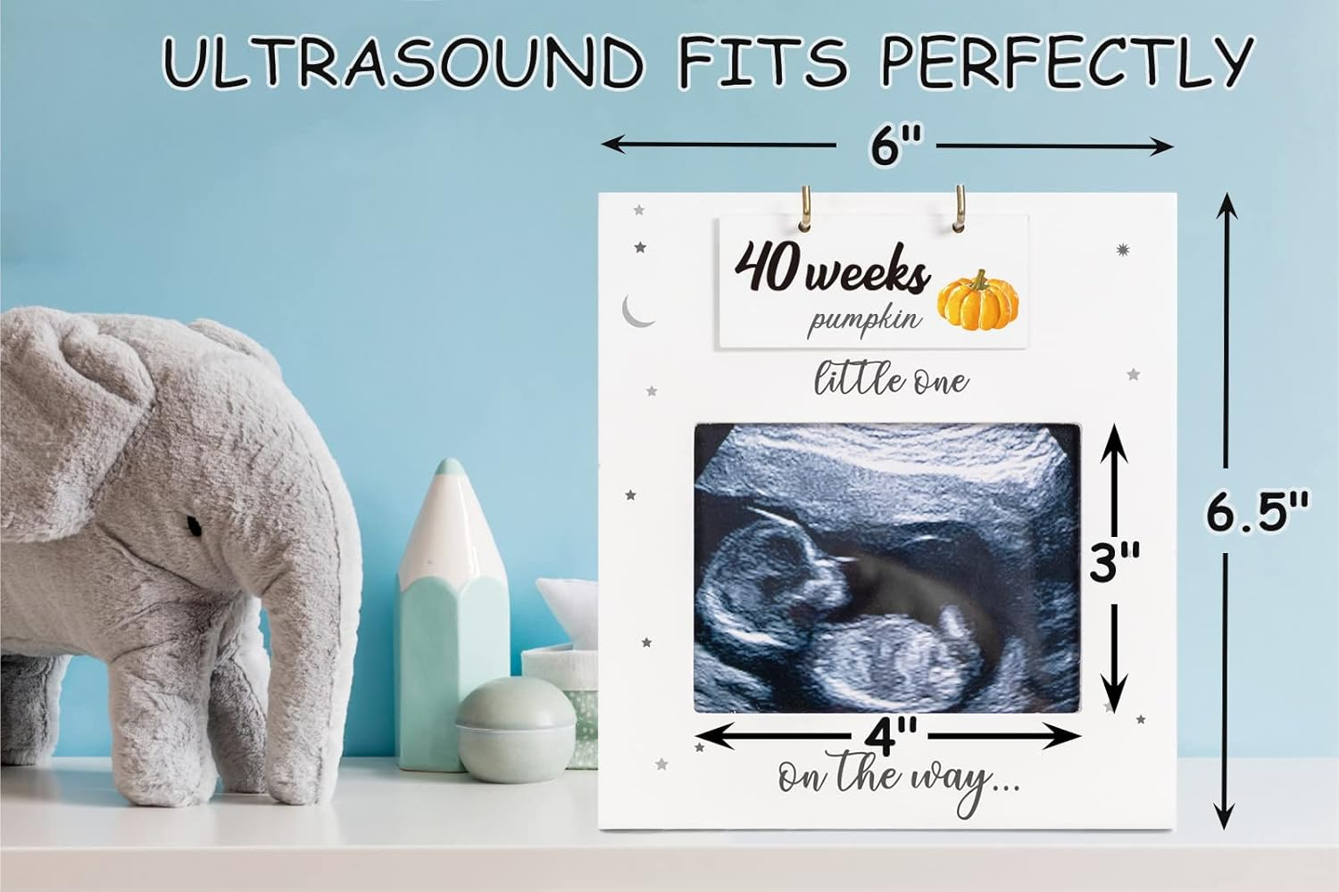 BUULUE Ultrasound Picture Frame, Sonogram Picture Frame with Belly Bump Fruit & Vegetable Signs, Expecting Parents to Be Unique Gifts for Pregnant Women, Pregnancy Milestone to Track Baby Grow, White image number 6