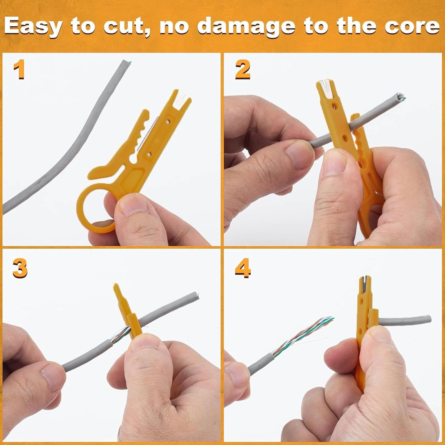 Hunken 10 Pcs Mini Wire Stripper Set, Punch down Cutter for Network Cables, RJ45/CAT5/CAT6, Telephone & UTP Data Cable, Compact and Portable Wire Strippers image number 3