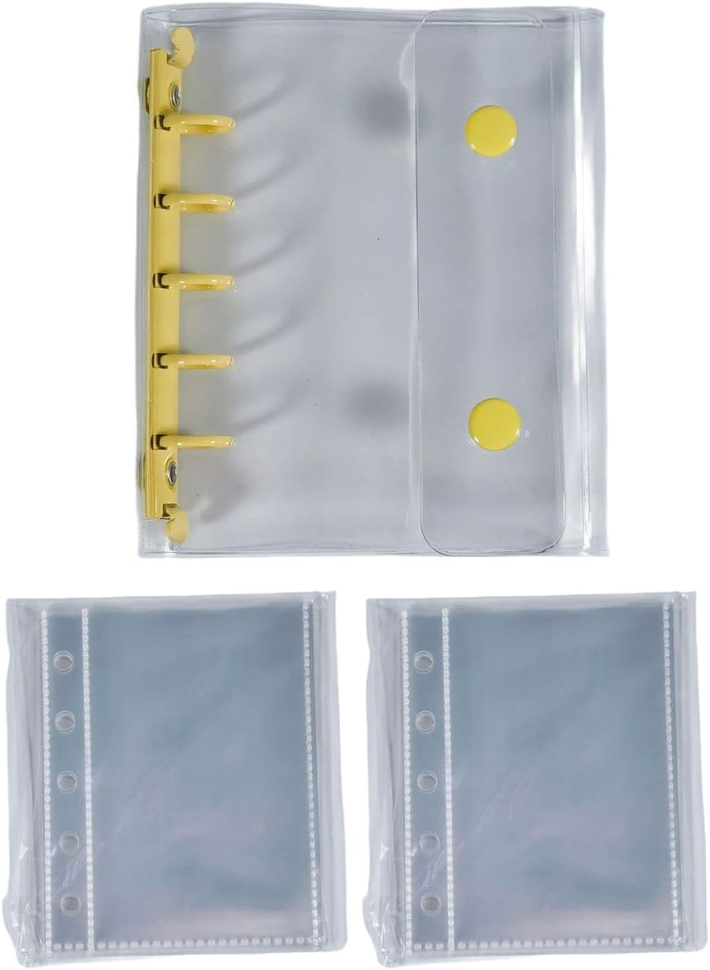 Kowaku Binder Covers Notebook with Blank Inner Papers 5 Holes Photo Album Clear round Binder Cover for Valentines Anniversary, Yellow image number 3