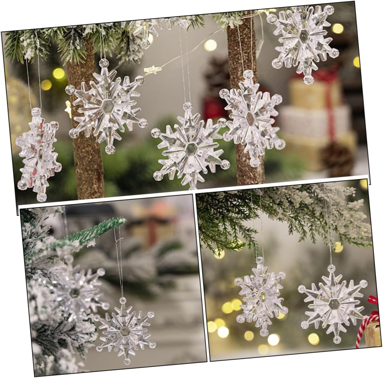 6Pcs Crystal Snowflakes Ornaments Snowflake Hanging Decorations for Xmas Tree Winter Party Decorations