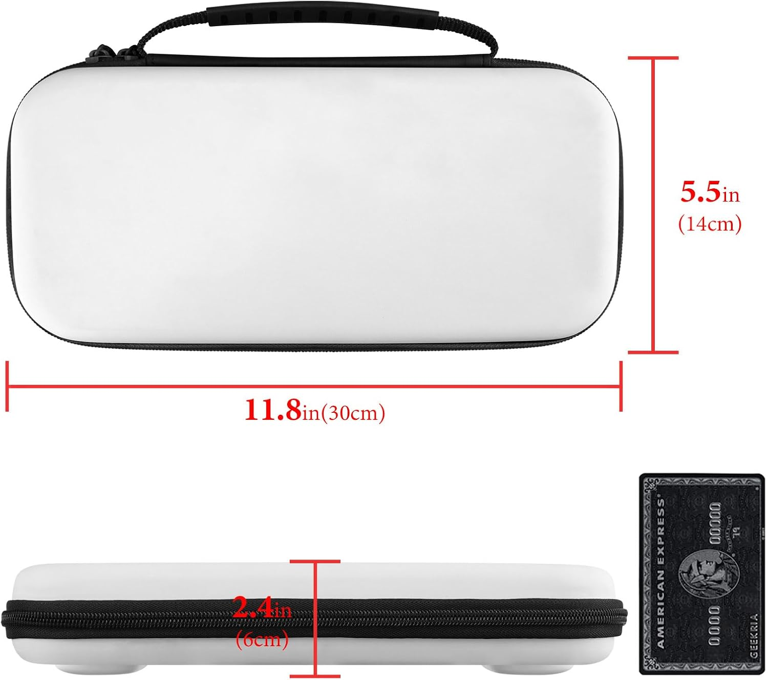 Geekria Travel Case Compatible with Switch 2 Controller, Hard Shell Carrying Bag, Protective Storage with Internal Mesh Pocket for Charging Cable (White)