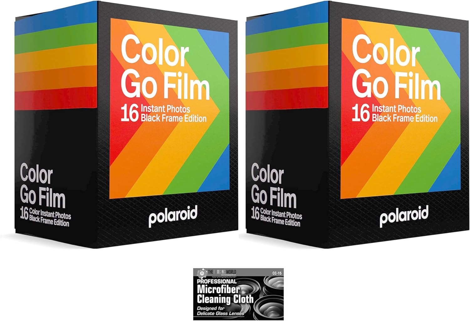 Bundle of Polaroid GO Instant Color Film for the Polaroid GO Camera - 2 Double Packs with Cloth (32 Photos)