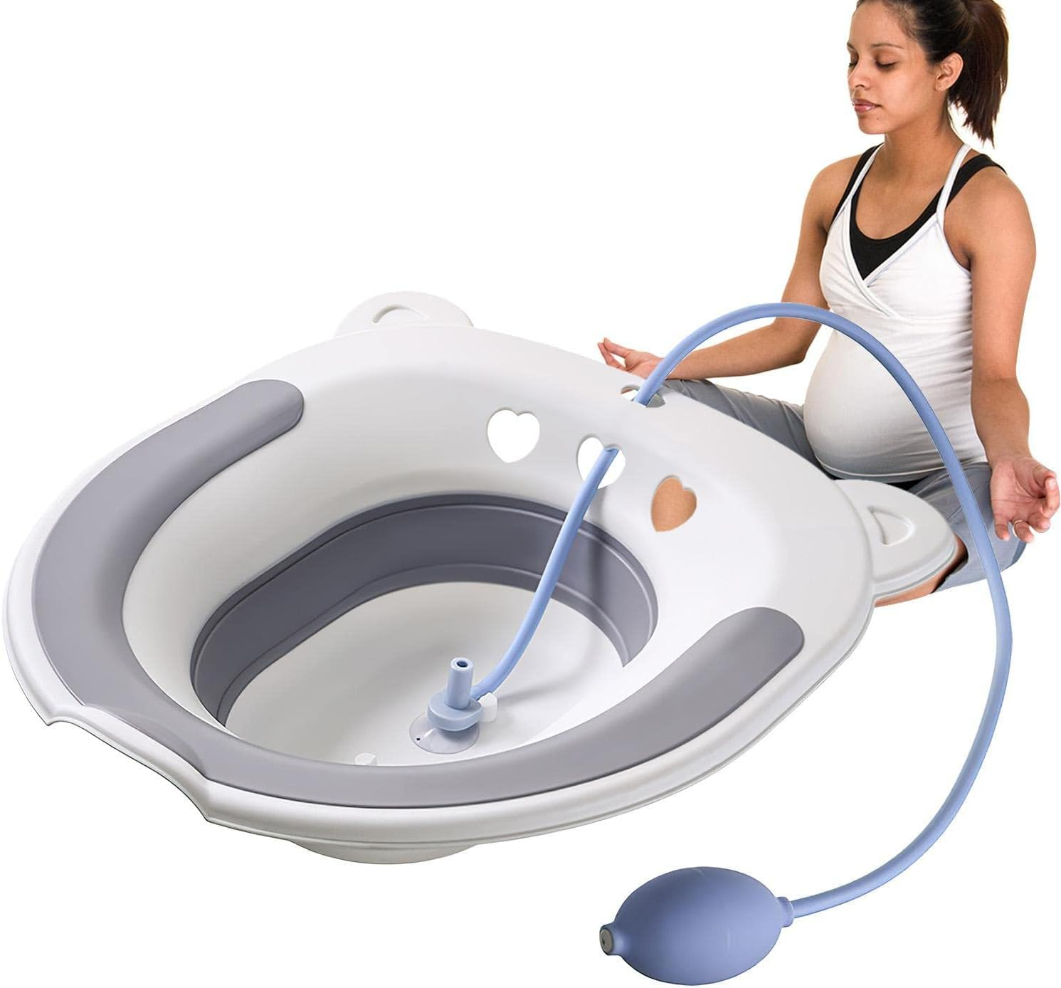 Bath for Toilet Seat - Sit Bath for Hemorrhoid Relief, Postpartum Care - Postpartum Care, Fissures Sitz Bath Toilet with Flusher, Tube for Elder, Women image number 2