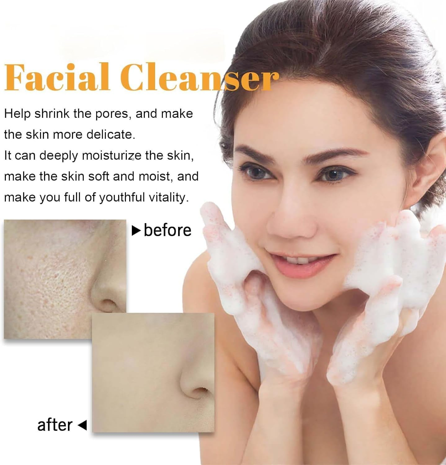 Turmeric Facial Wash,Turmeric Facial Cleanser, Foaming Face Wash, Turmeric Face Wash Deep Clean and Firm Pores,Turmeric Foaming Cleanser for All Skin, 3.38 Fl Oz/Pcs (2) image number 3