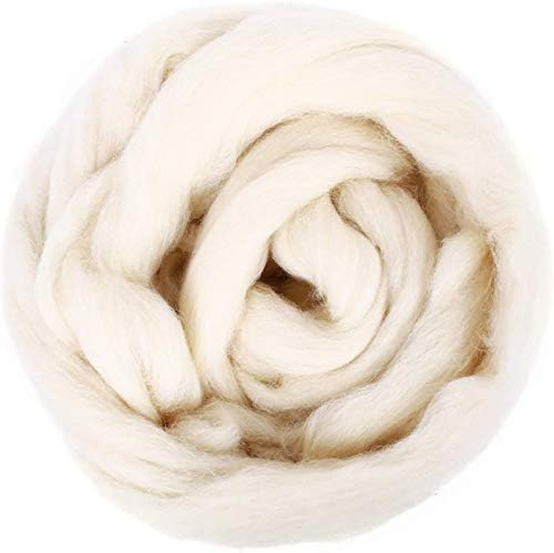 Felting Wool 250G Core Wool for Needle Felting, White Felting Wool Packs Clearance Natural Wool Roving for DIY Crafts