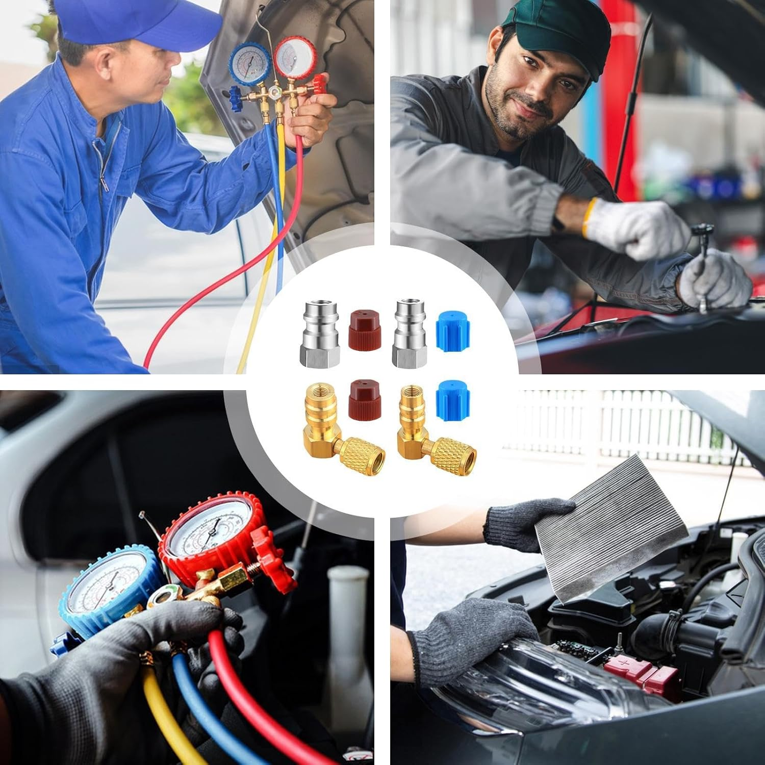 R134A Conversion Kit - Quick Coupler Valve Adapter R12 to R134A,R12 to R134A Conversion High/Low Pressure Adapter for Car A/C Refrigerant System image number 5