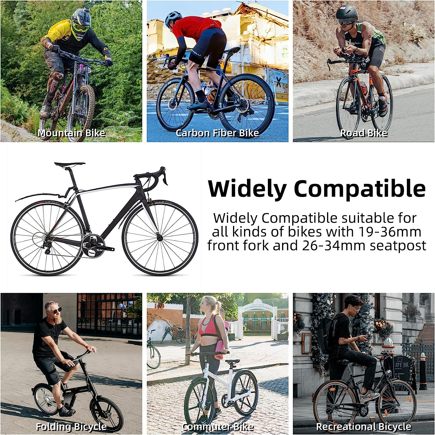 ROCKBROS Retractable Bike Fenders Set Front and Rear Mud Guard for Mountain Road Bike Adjustable Bike Mudguard Mudflap Cycling Fenders Bicycle Accessories image number 3