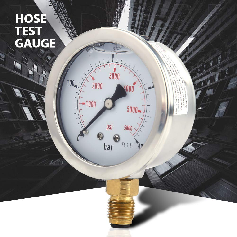 M16*2-BSP1/4 Hydraulic Hose with Gauge,Hose Kit,Hydraulic Hose Test Point Coupling for Testing Pressure in a Hydraulic System,0~400Bar/6000Psi image number 1