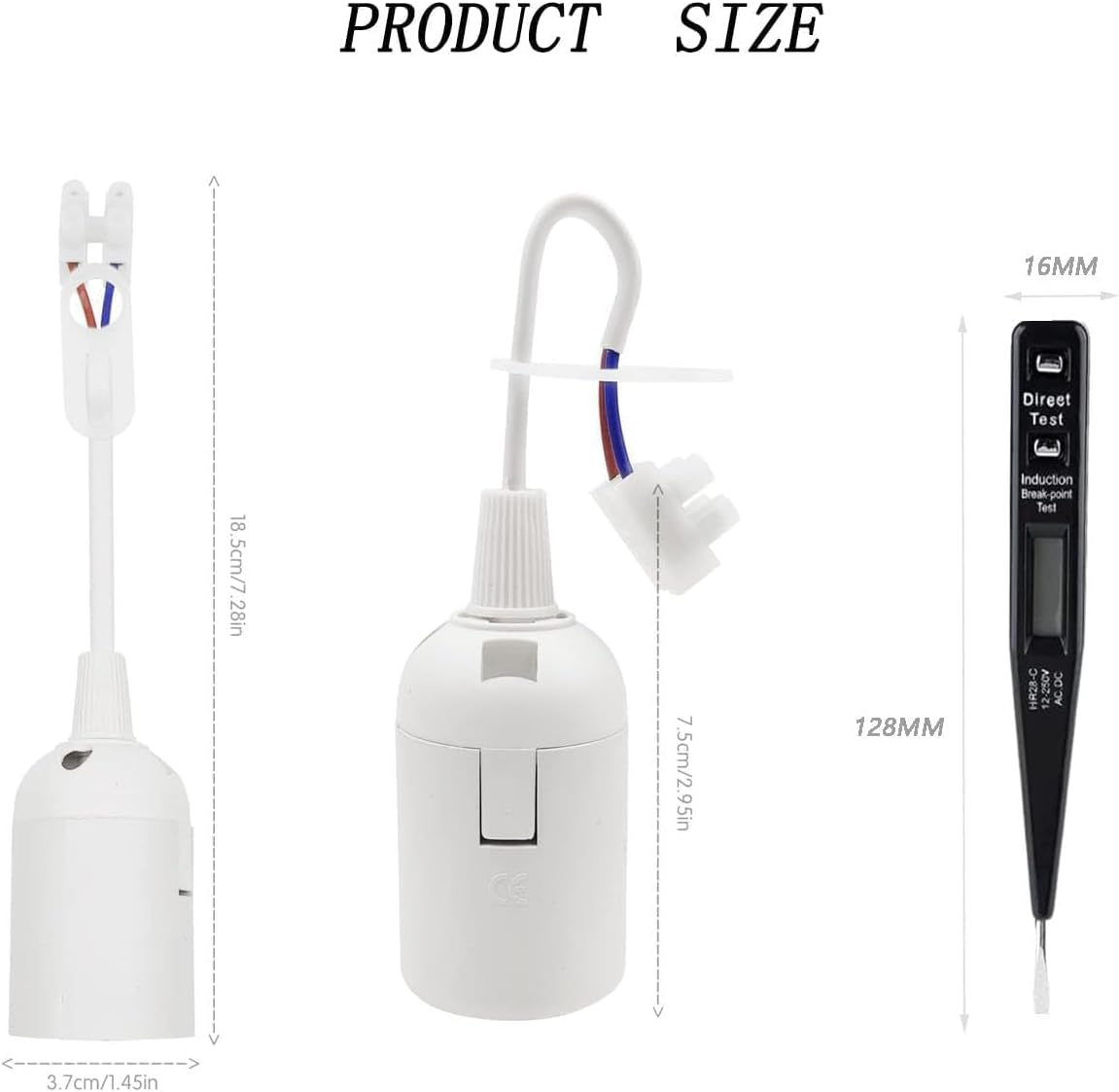 Kjzeex 12 Piece Lamp Holder Set E27, 1 Piece Voltage Tester for Lamp Assembly, Workshop Equipment and DIY Projects image number 2