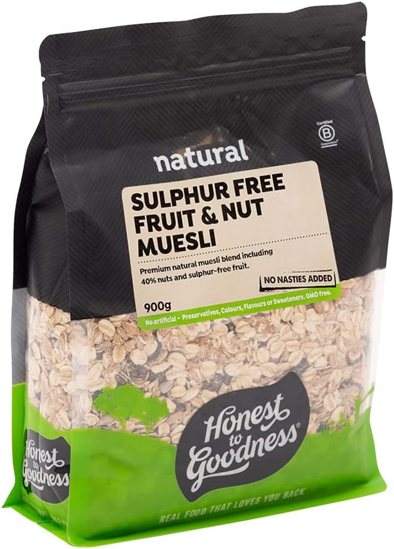 Honest to Goodness, Sulphur Free Fruit & Nut Muesli, 900G - a Handcrafted Blend, Made from Premium Ingredients. to Make Bircher Muesli or Enjoyed with Fresh Fruit. image number 4