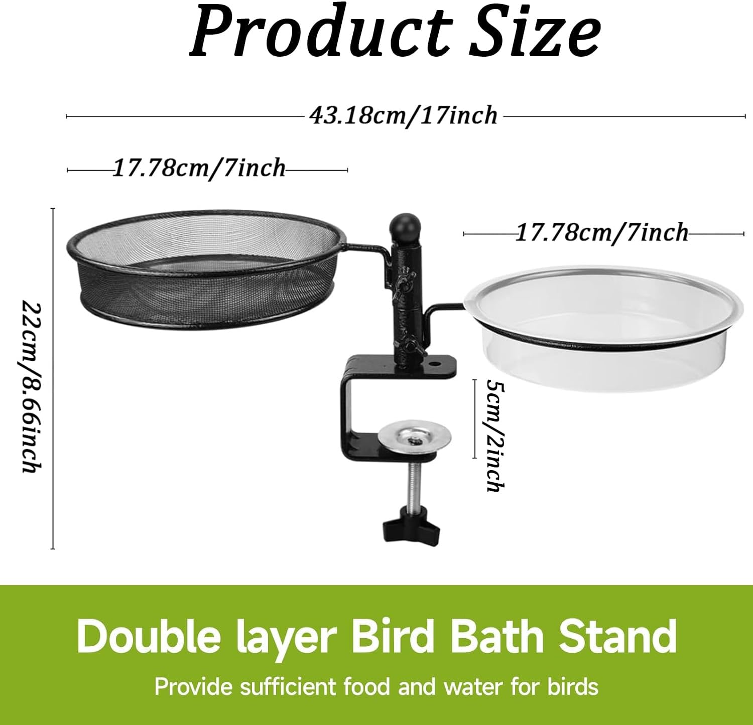 Xinghonyac Deck Bird Feeder, 2 in 1 Wild Bird Bath & Water Food Container Station, Detachable Platform Bird Feeder with Metal Mesh Tray and Water Bowl for Garden, Yard, Balcony, Outdoor Deck image number 5