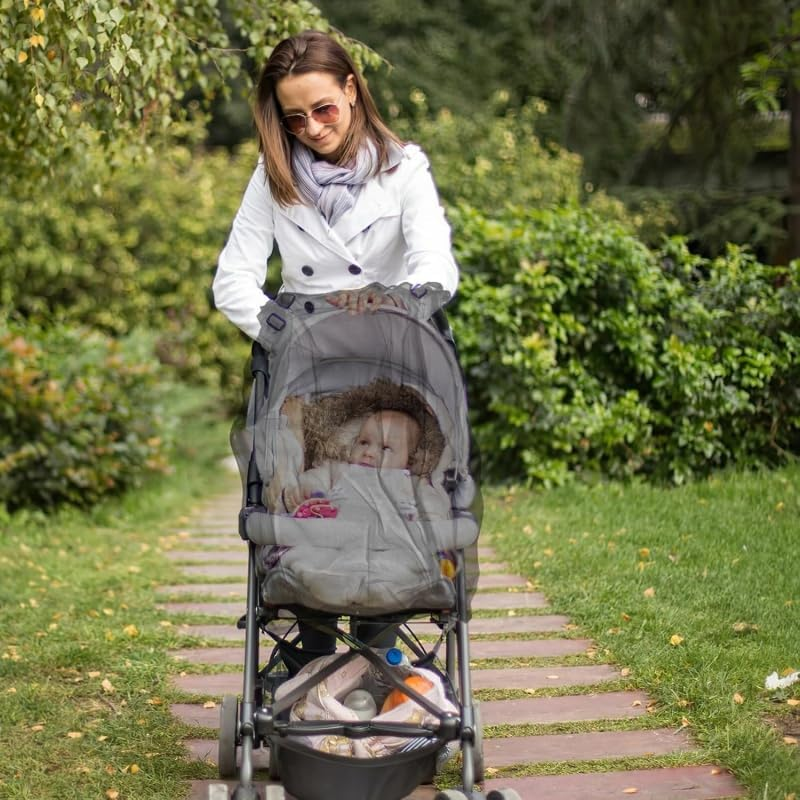 2Pcs Mosquito Net for Stroller,Universal Baby Bug Net for Strollers,Breathable Pram Net Cover with Elastic Edge for Strollers, Bassinets, Cradles, Playards and Portable Mini Crib image number 6