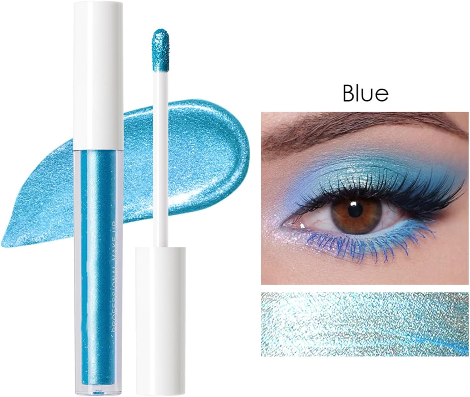 Miutii Metallic Liquid Eyeshadow with Glitter - Shimmering Highlighter Effect, Waterproof & Long-Lasting Sparkling Eye Makeup Blue One Size image number 5