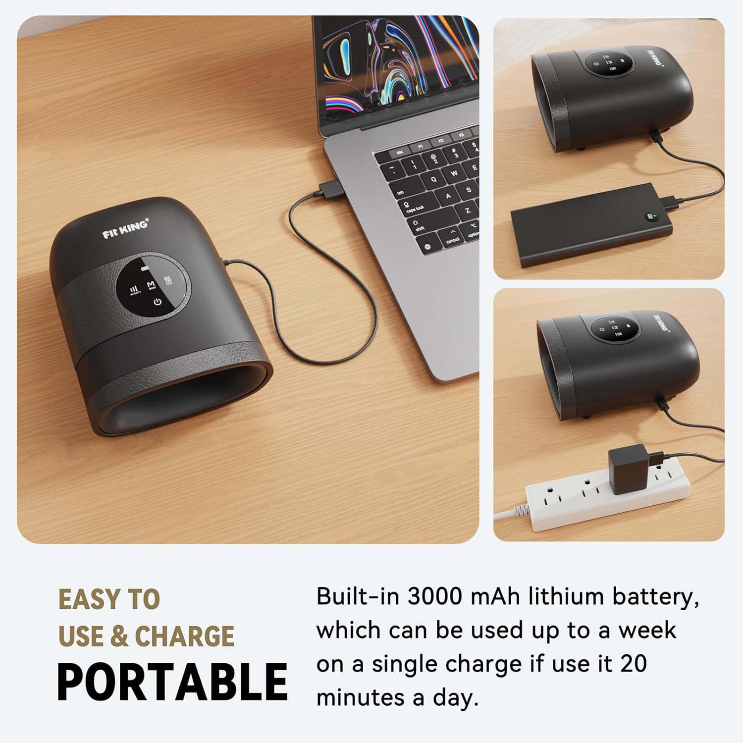 FIT KING Hand Massager, Cordless Hand Massager with Heat for Arthritis, Carpal Tunnel and Finger Numbness, 3 Modes & Levels, Ideal Gifts for Women image number 5