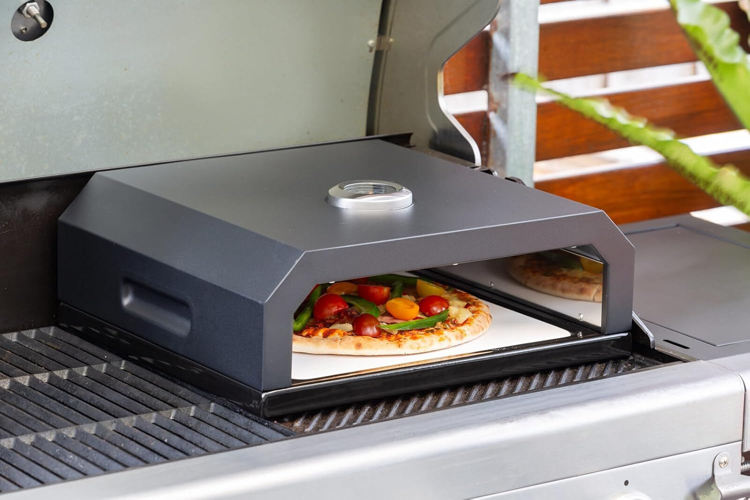 Healthy Choice Hacienda Pizza Oven Box with Built-In Thermometer - Transform Your BBQ into a Perfect Pizza Oven, Even Heat Distribution, Crispy Crusts, Artisanal Breads, User-Friendly Operation