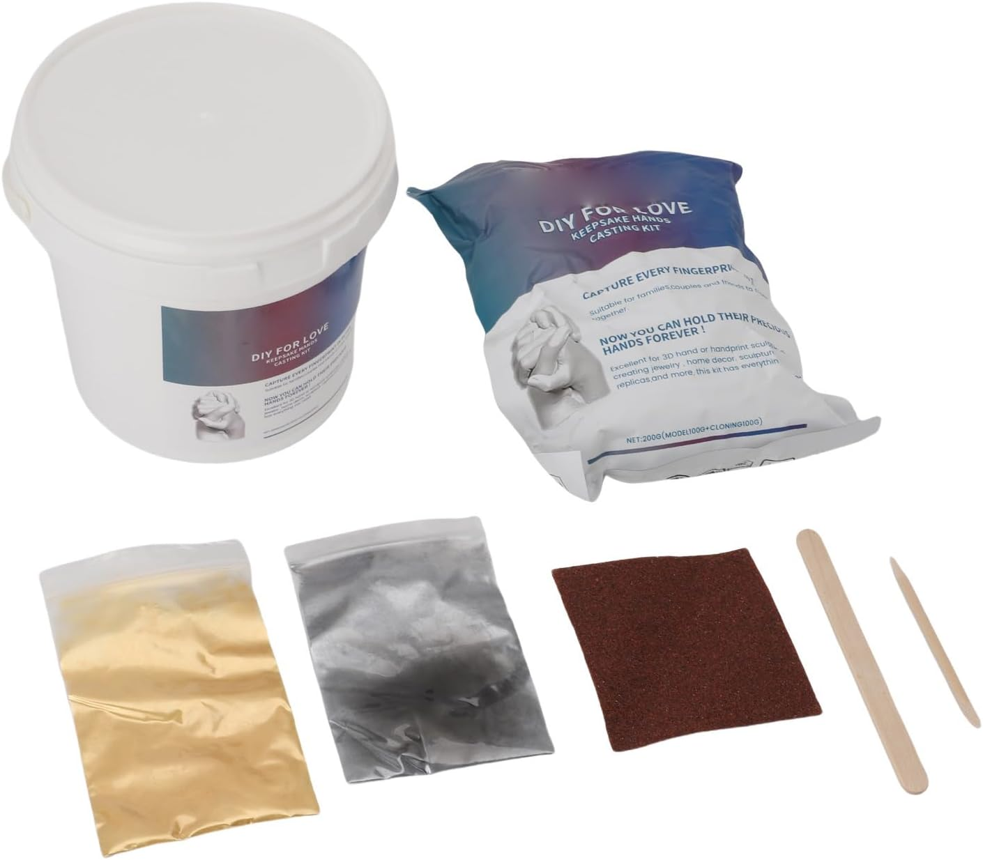 All in One Hand Mold Kit Powder with Wood Mixing Rods Strengthen Creativity Create Lasting Memories for DIY Projects Gifts image number 4