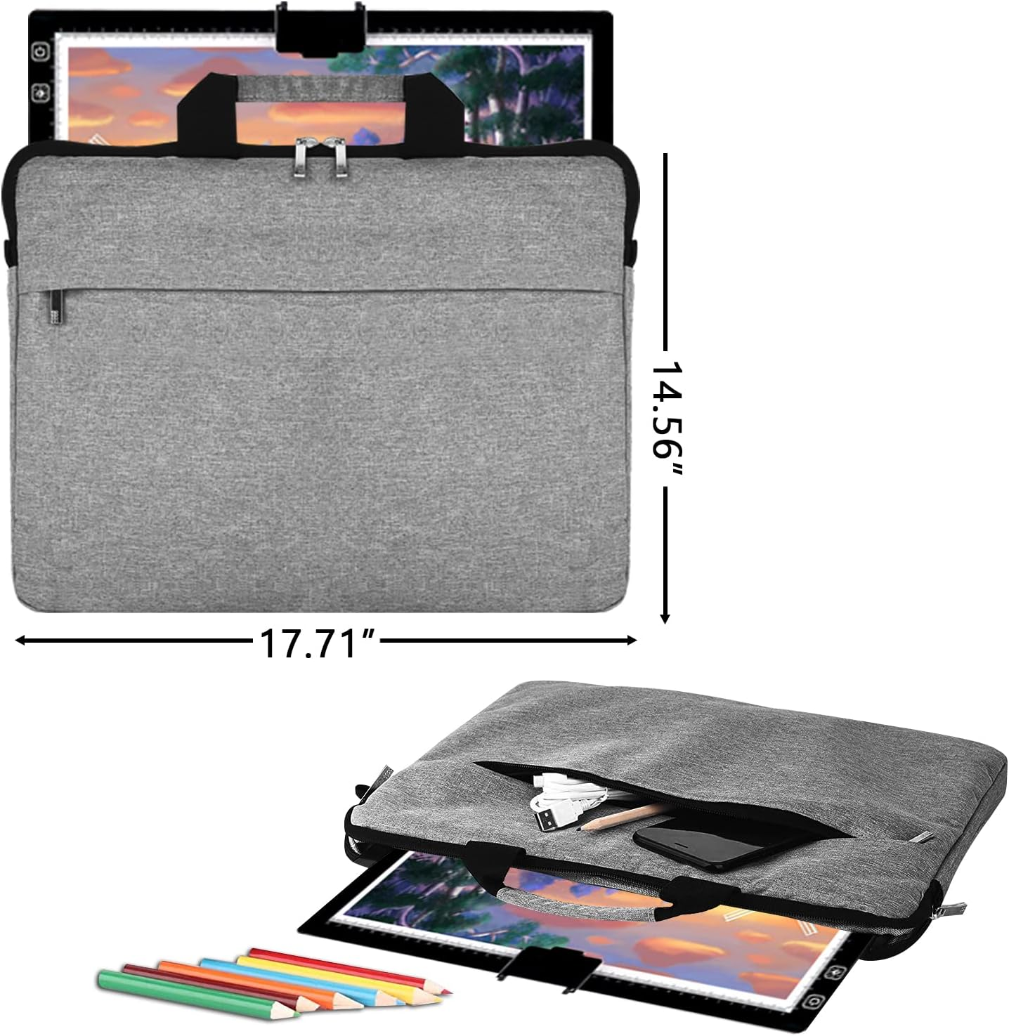 ASRAS A3 Led Light Pad with Carry Bag , 2500Mha Battery Powered , 3 Colors Stepless Dimmable 6 Levels of Brightness Light Box Tracing Light Box for Diamond Painting ,Built-In Stand, Magnet Clip image number 4