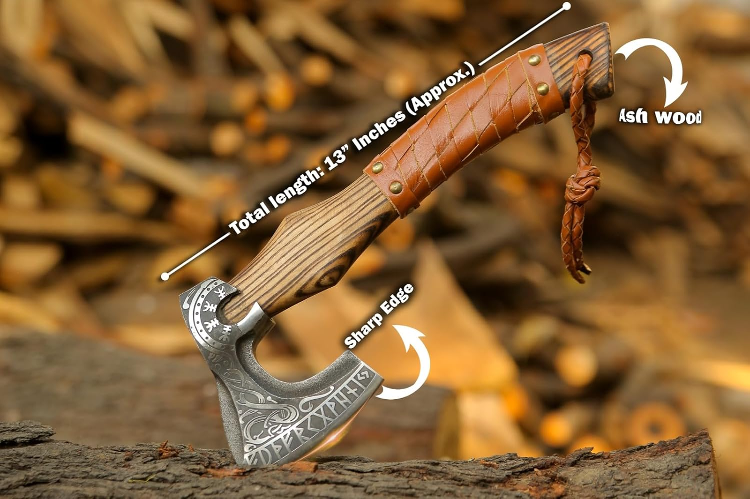 Custom Gift Forged Carbon Steel Viking Axe with Rose Wood Shaft, Viking Bearded Camping Axe,Annivarsary Gift (Rare Viking) image number 3