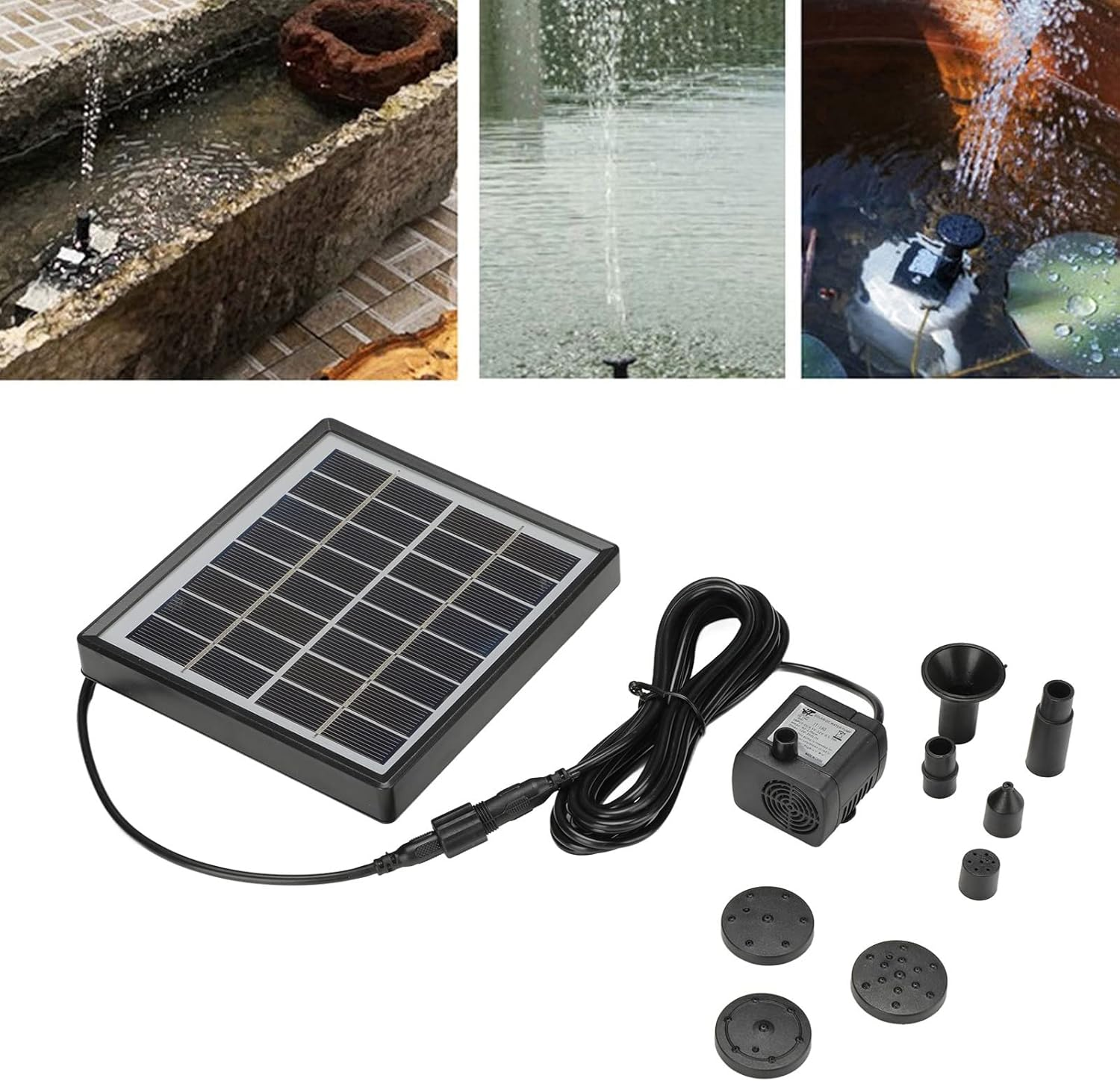 2W Energy Saving Solar Fountain Pump Efficient Water Fountain for Bird Bath Small Pond Solar Powered Water Cycle Oxygen Plastic Black 342G image number 4