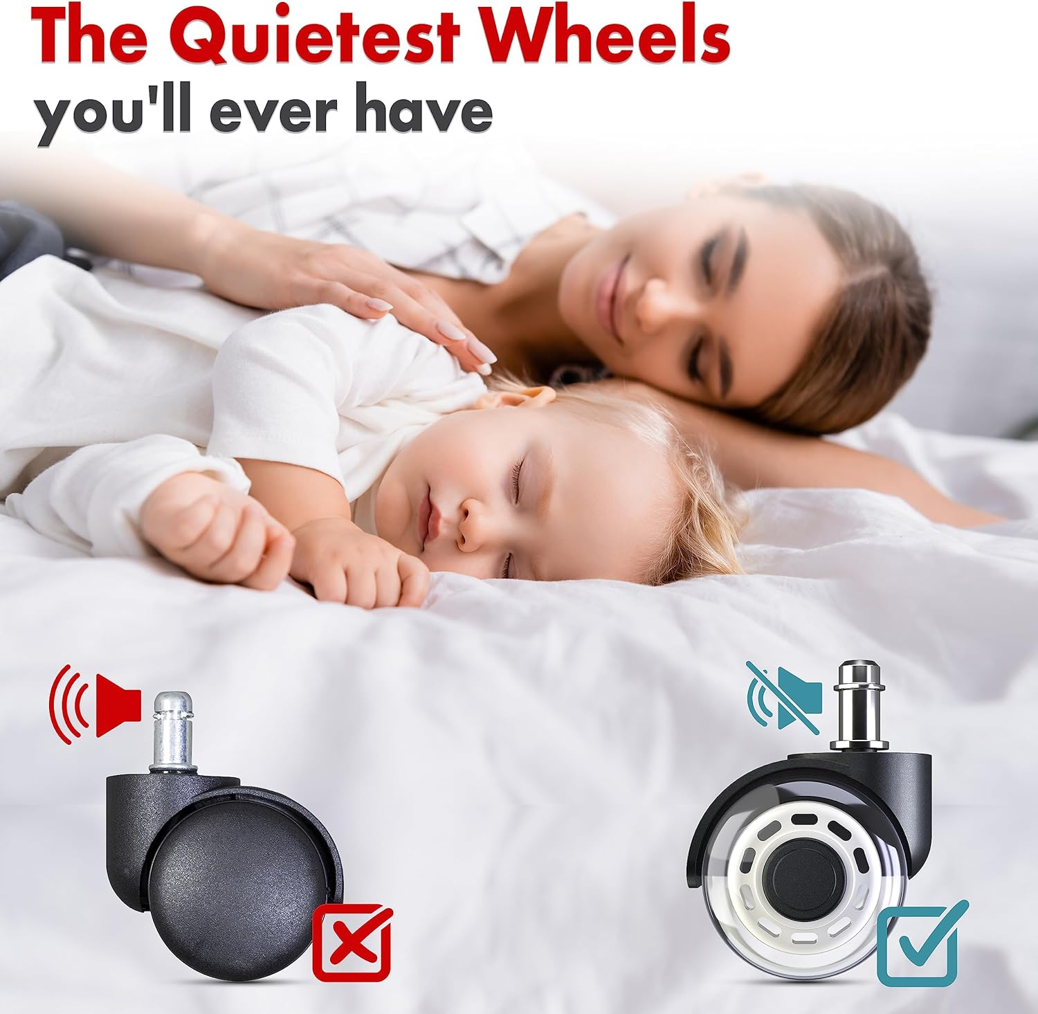 Professional Office Chair Caster Wheels Gift Set of 5 - Protect All Your Floors - 3'' Heavy Duty Replacement Rubber Chair Casters - Best Protection for Your Hardwood Floors image number 5