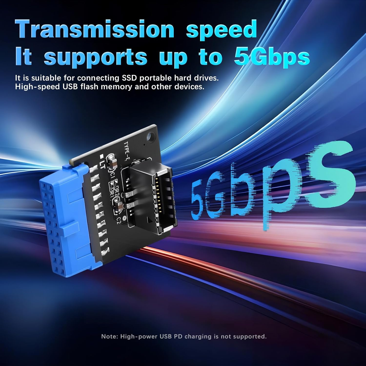 Duttek 90 Degree USB 3.0 to Type E Converter, USB3.0 19 Pin Female to 90 Degree Right Angle Type E Female Internal Header Motherboard Adapter for USB Ports to Pcs Front Panel. image number 3