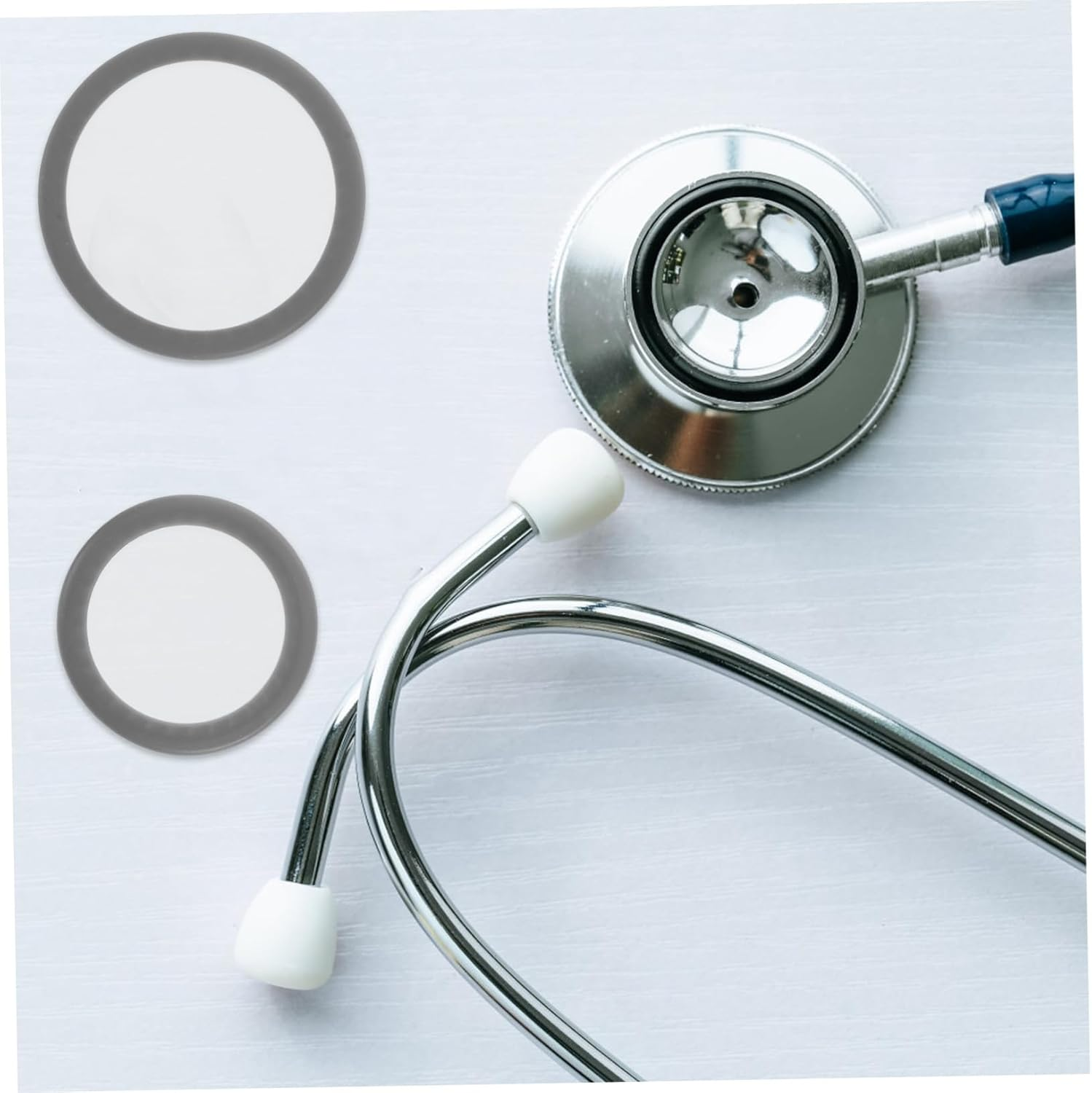 Abaodam 2Pcs Stethoscope Diaphragm Replacement Pediatric and Adult Spare Parts Grey Frequency Technology for Accurate Cardiac Respiratory Sound Detection Easy to Replace Medical Equipment image number 2