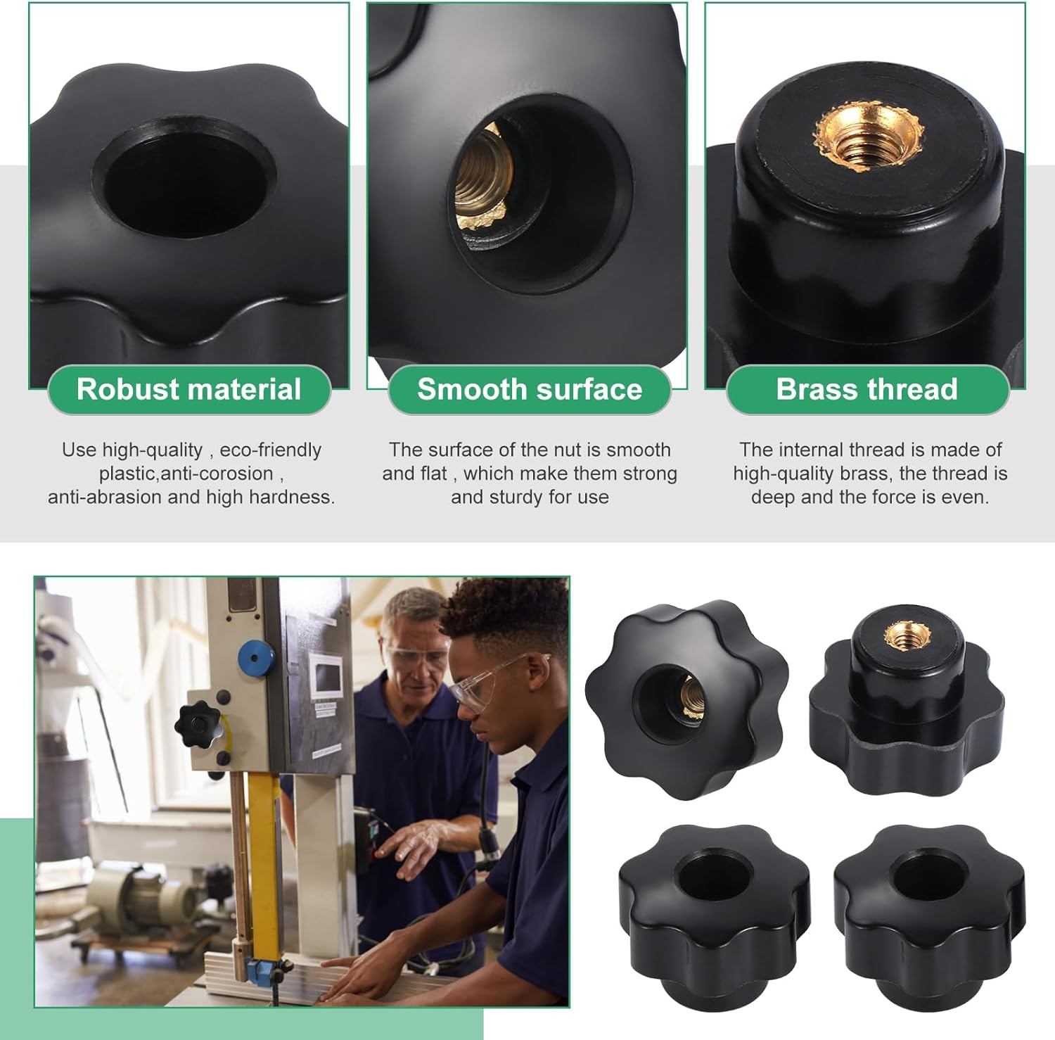 Mynoozi 10 PCS Star Knob M4 Black Plastic through Hole Knobs, Female Threaded Knob, Knobs Grip Handle for Machine Tool image number 4