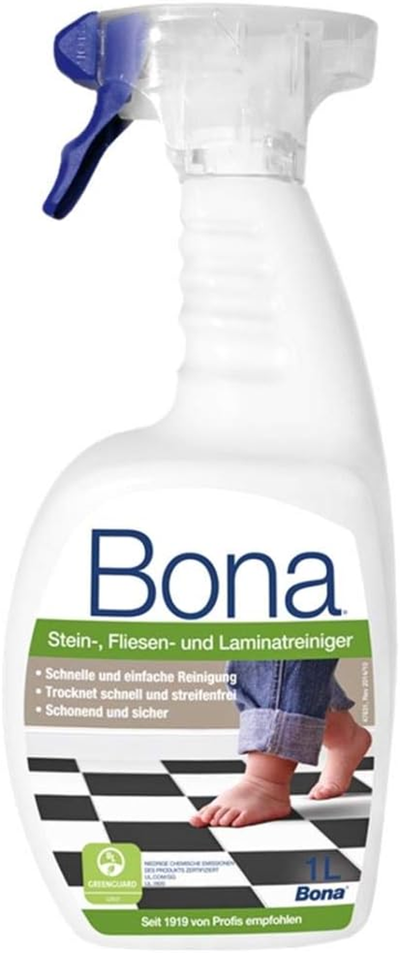Bona Floor Cleaner, Stone Tiles and Laminate Cleaner, Laminate Cleaner Spray, 1 Litre, Laminate Cleaner Streak-Free, Laminate Cleaner with Seal