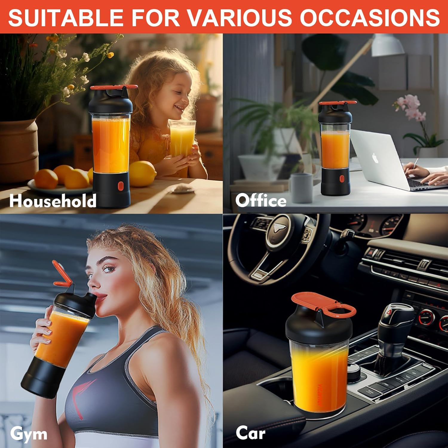 Portable Blender, 25Oz Portable Blender for Smoothies and Shakes with 6 Blades, USB C Rechargeable Mini Personal Size Blenders, Fruit Juice Mixer for Home/Office/Travel/Gym (Gray) - White image number 6