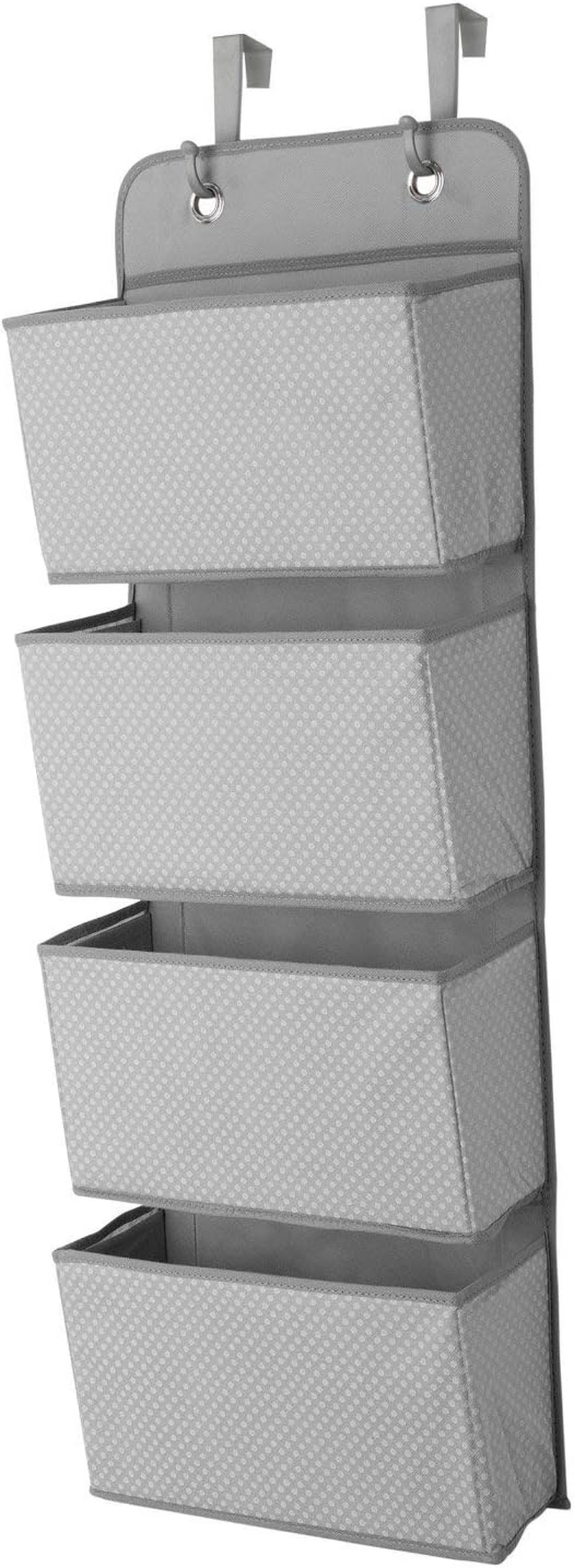 Delta Children 4 Pocket over the Door Hanging Organizer Easy Storage/Organization Solution - Versatile and Accessible in Any Room in the House, Dove Grey, (Pack of 2) image number 4