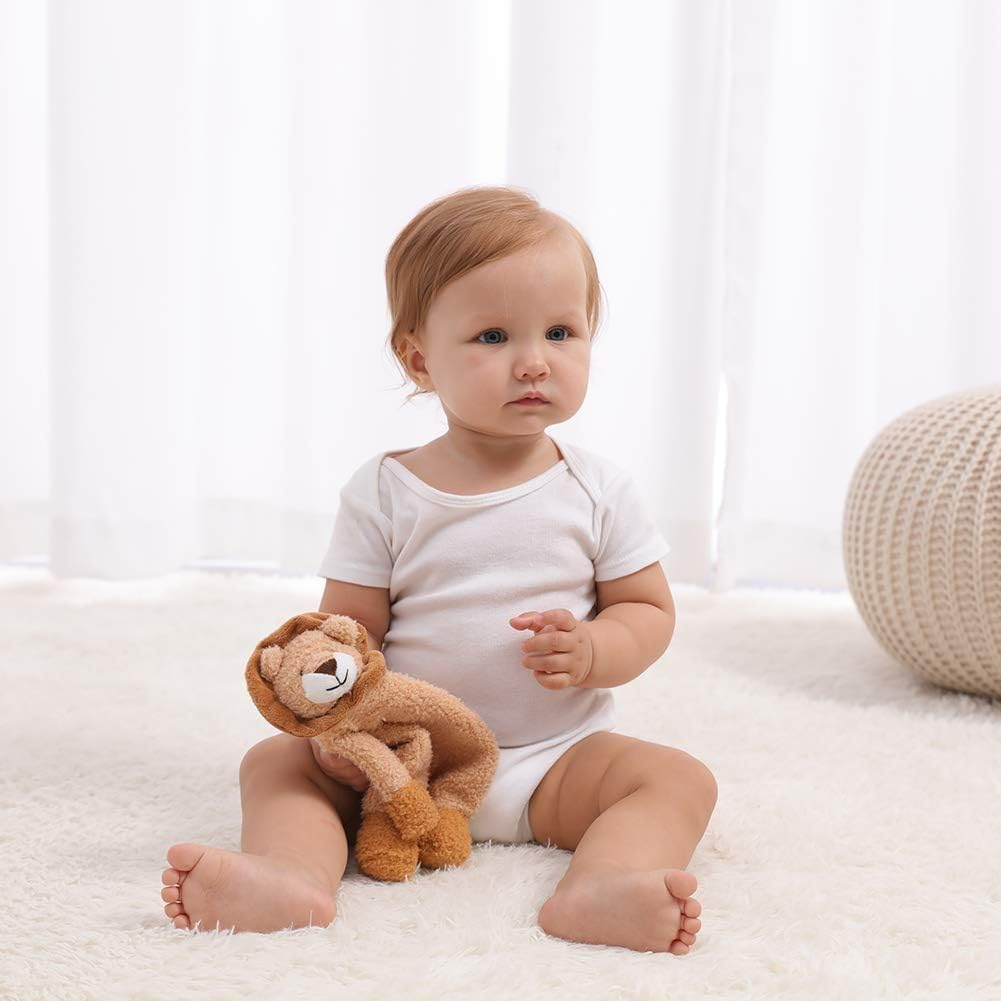 Apricot Lamb Snuggler Plush Infant Stuffed Animals Hug Lion Security Blanket Plush Baby Lovey (Hug Lion, 10Inches) image number 6