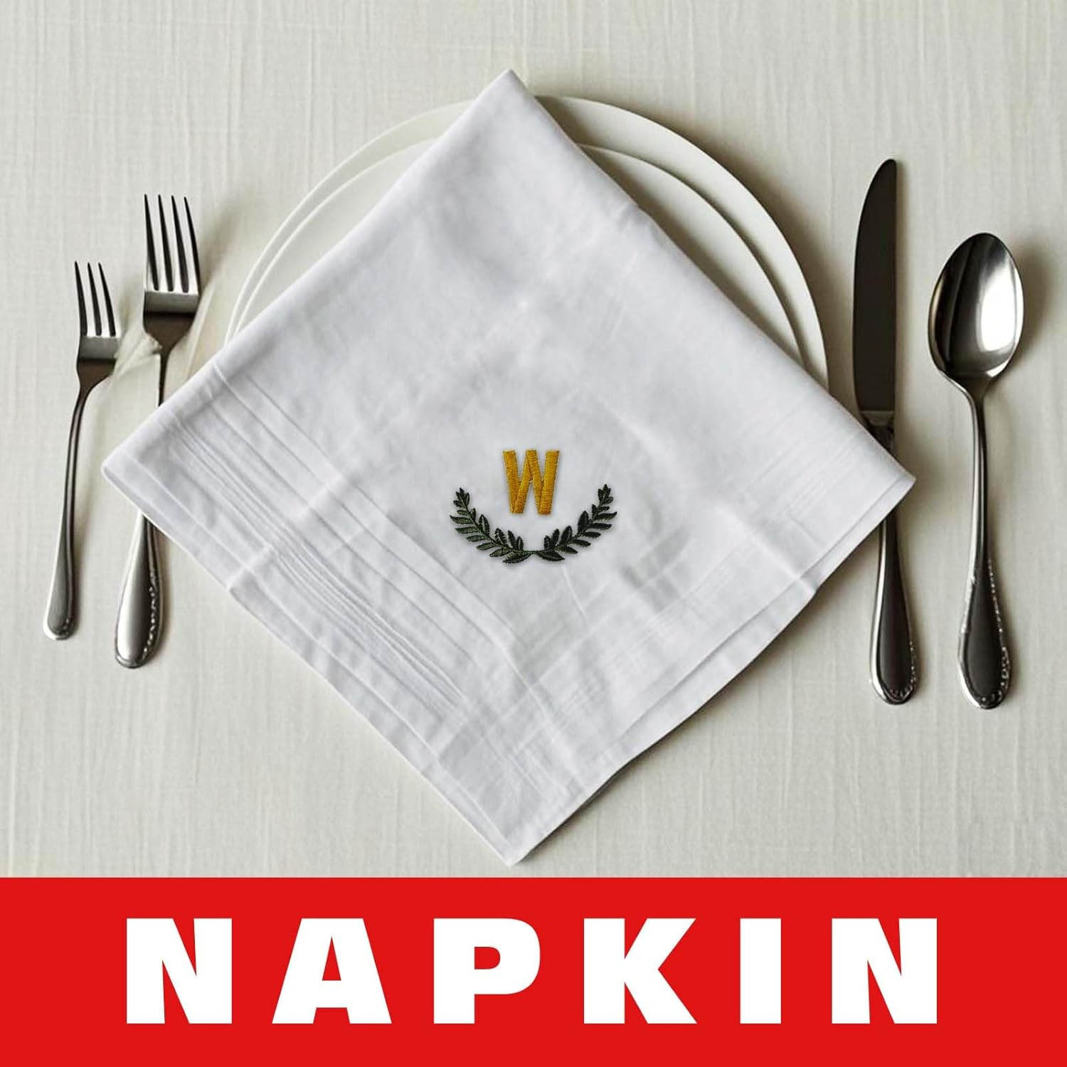 Chromatelle 3 Pcs Men'S Handkerchiefs, White Embroidered Initial Monogrammed Handkerchiefs for Men Suit Soft Cotton image number 4