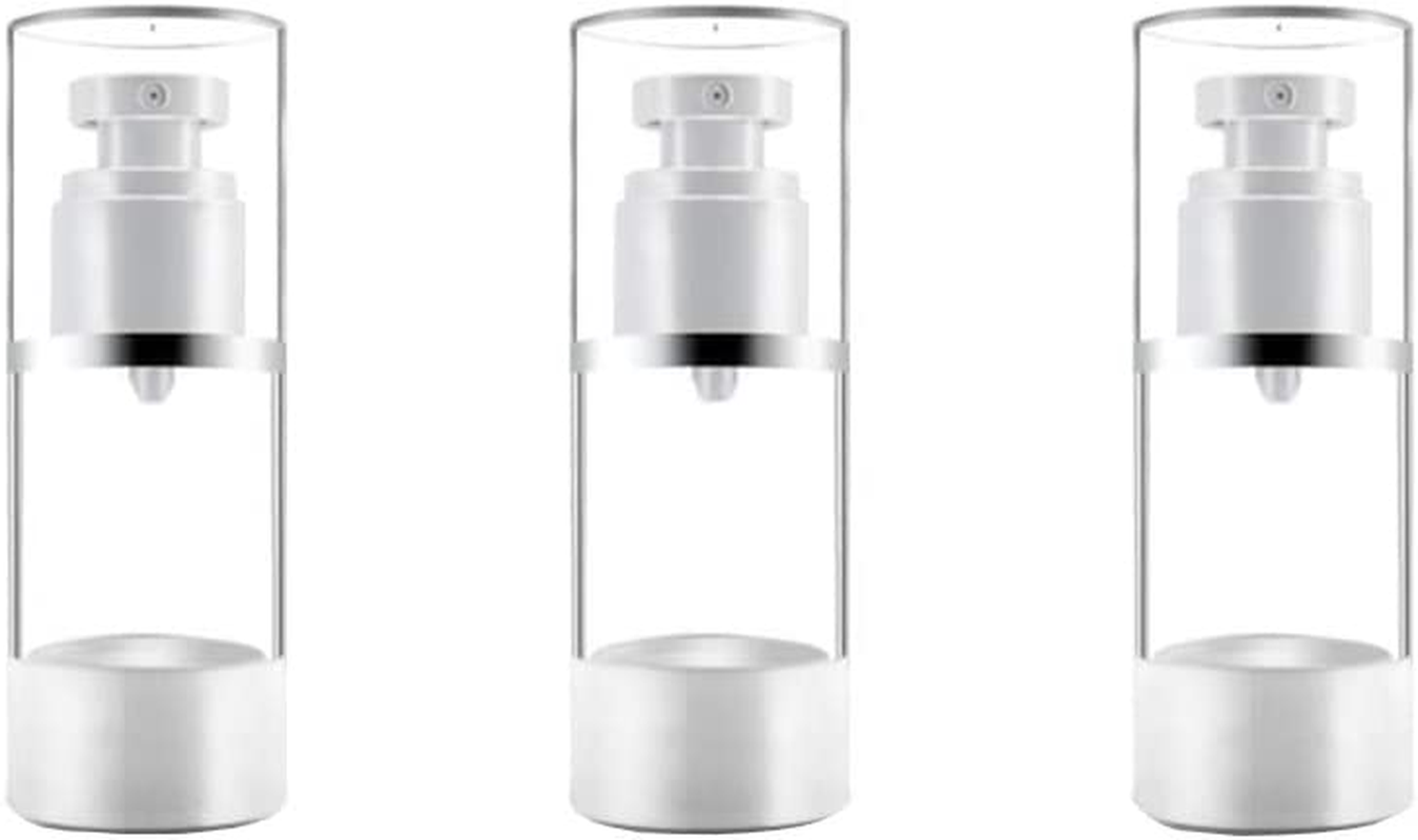 3 X Refillable Airless Pump Bottles, Empty Vacuum Cream/Lotion Dispenser Container, Liquid Cosmetic Sprayer Jar Toiletries Bottles for Makeup Foundations Travel (15Ml 0.5 Oz), BPA Free image number 6