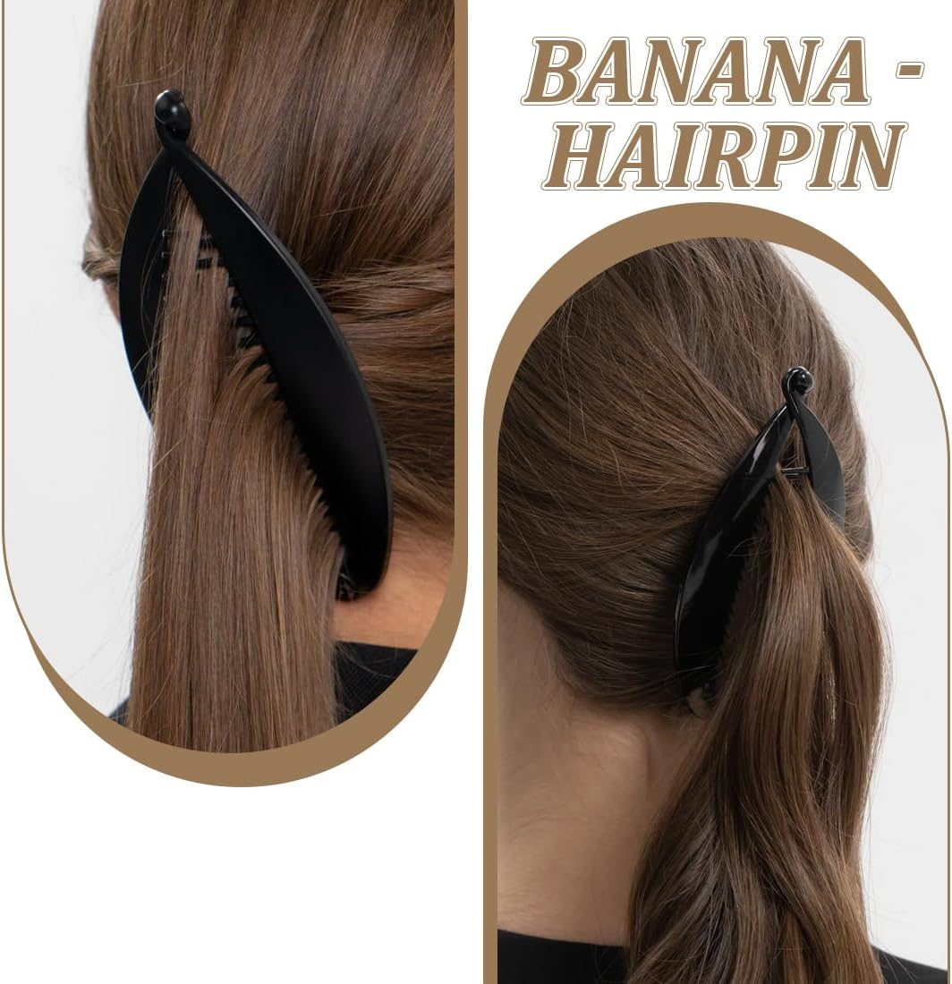 Pack of 4 Banana Clips, Banana Hair Clips, Fish Tail Hair Clips, Ponytail Holder Clip image number 4