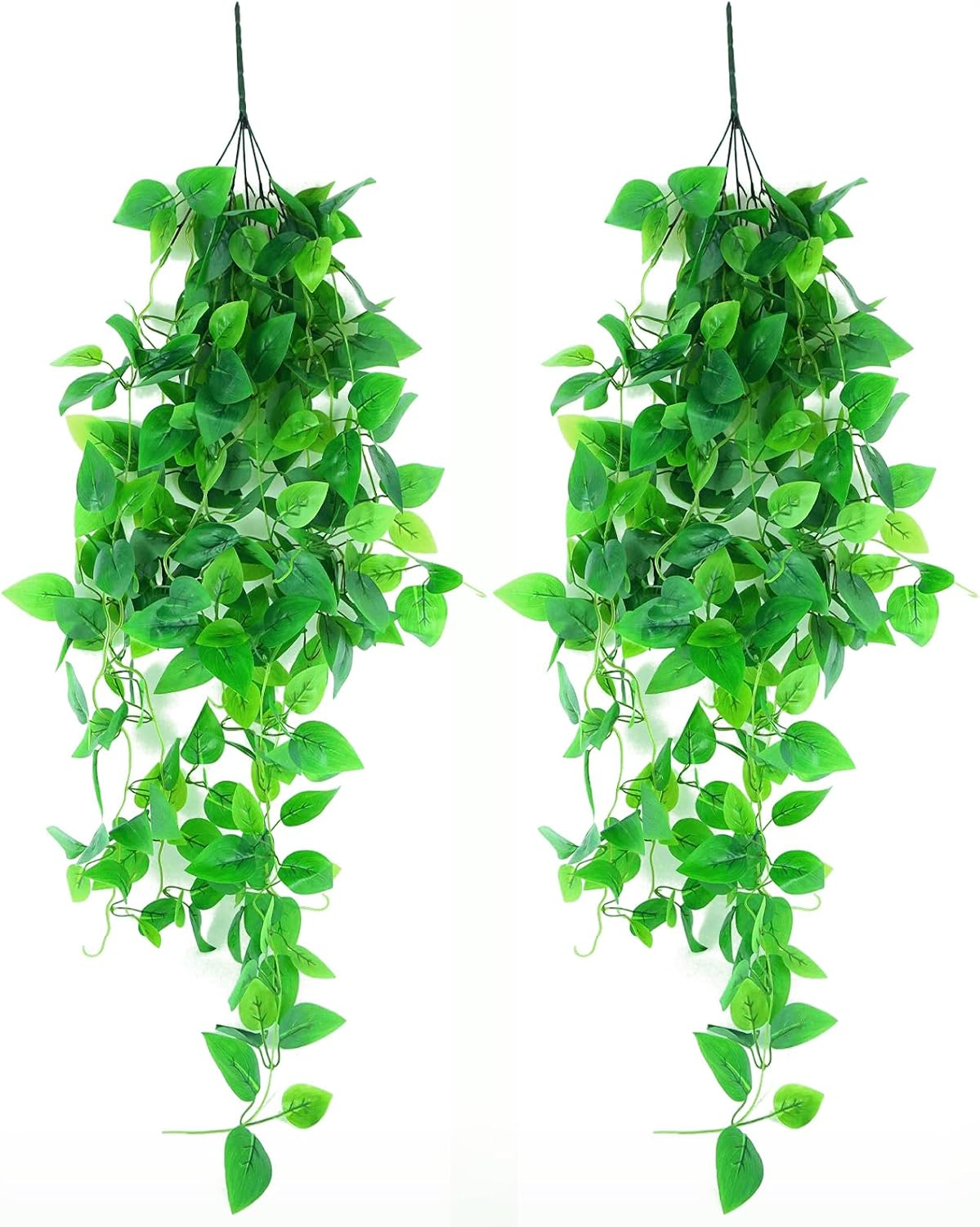 Lenamos Fake Hanging Plants, 2Pcs Artificial Hanging Plant, Faux Pothos Vines Hanging Plant Greenery for Wall Home Living Room Indoor Outdoor Decor (No Baskets) image number 3