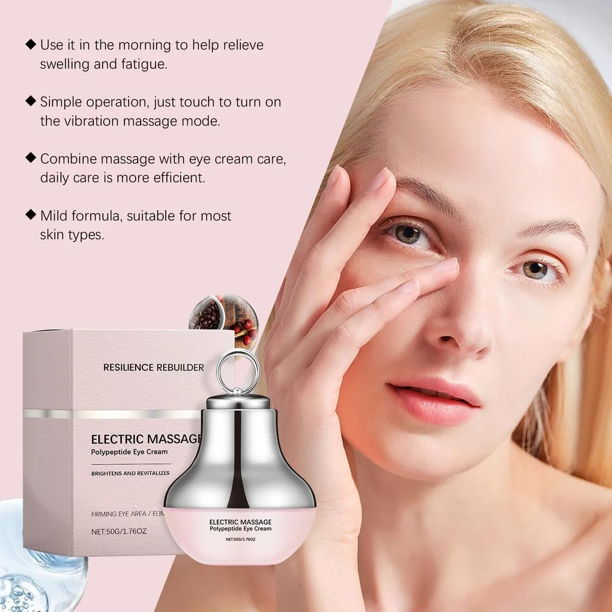 Longfng Electric Eye Massager Cream, Firming Anti-Wrinkle Treatment with Multi-Peptide, Relief for Tired Eyes, for Dark Circles, Puffiness, Fine Lines, Wrinkles, Moisturizing image number 4