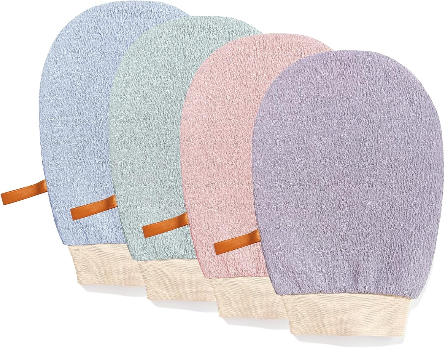 Clearnest Korean Exfoliating Glove Mitt 4 Pack - Dual-Sided Texture Body Scrubber for Deep Exfoliation & Dead Skin Removal - Premium Quality Bath Gloves for Women and Men - 4 Colors (14X21Cm) image number 5