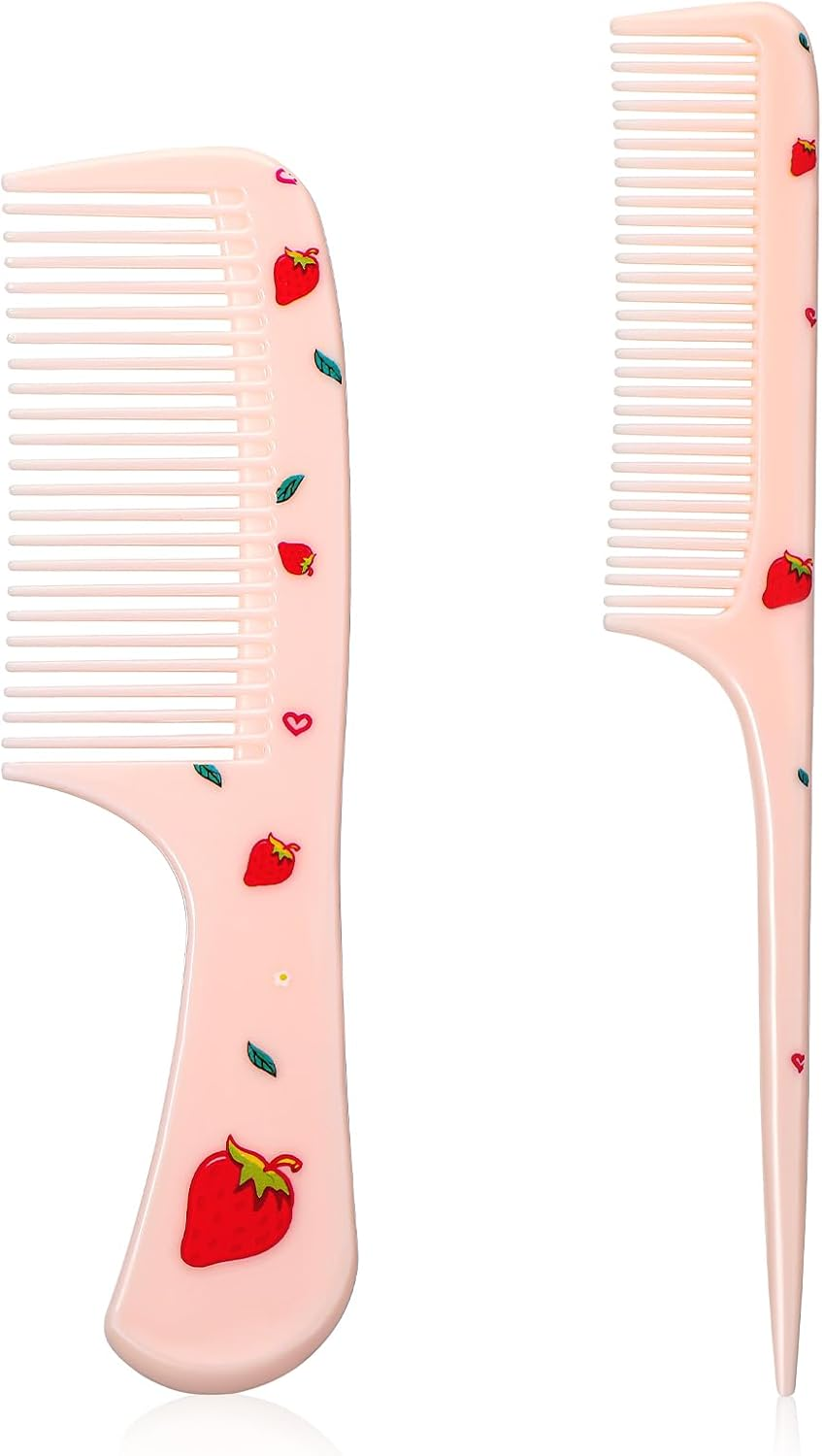 Cobee 2 Pcs Rat Tail Combs, Small Pink Comb with Parting Tip, Plastic Portable Combs for Kids Toddler Comb Hairdressing Comb Set for Wet and Dry image number 6