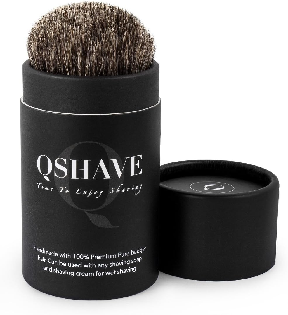 QSHAVE 100% Best Original Pure Badger Hair Shaving Brush Handmade. Real Wood Base. Perfect for Wet Shave, Safety Razor, Double Edge Razor image number 2