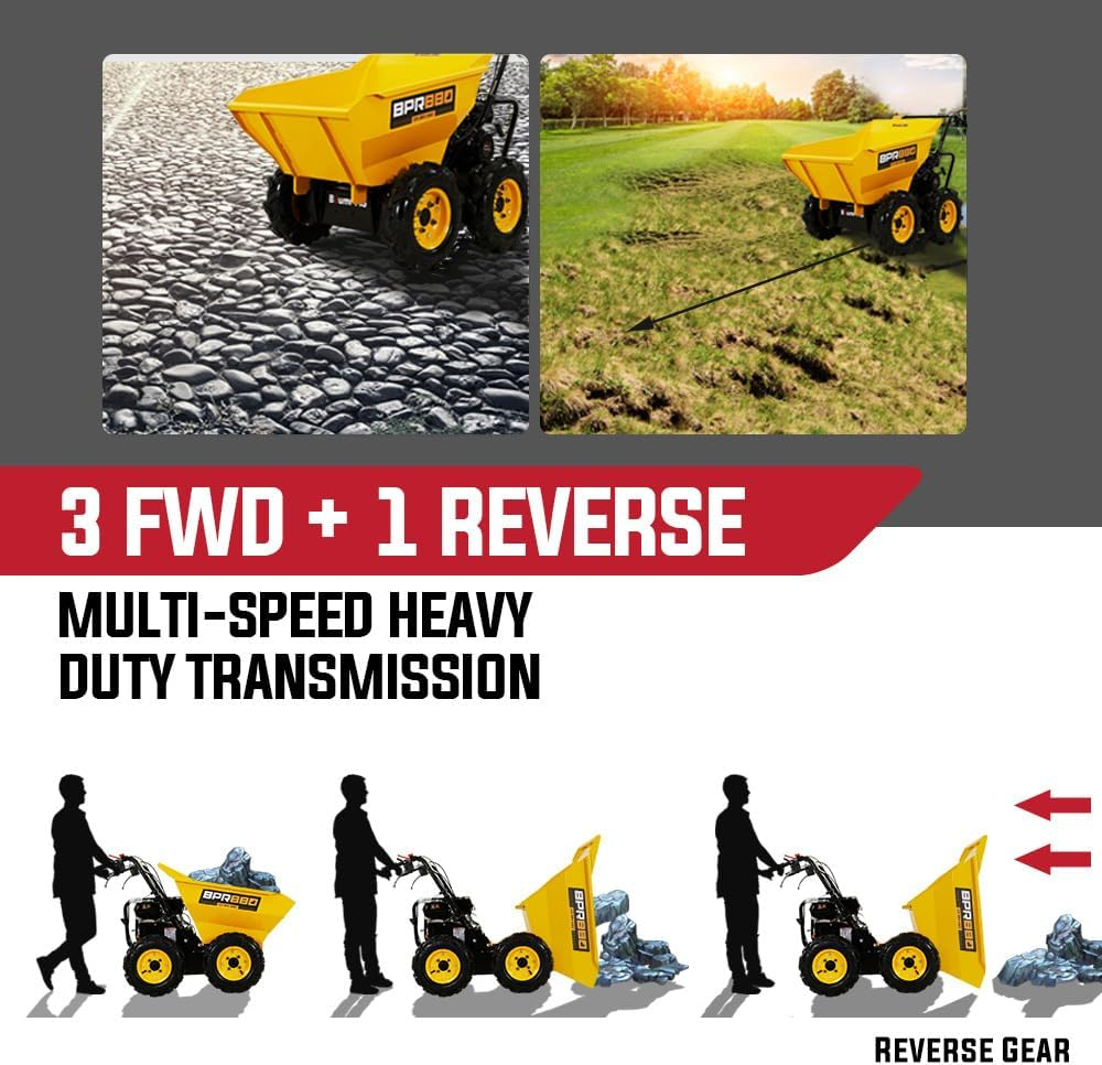 Baumr-Ag 196Cc Petrol Wheelbarrow Dumper 6.5HP Power Mini Dumper Barrow Motorised - BPR880 image number 3