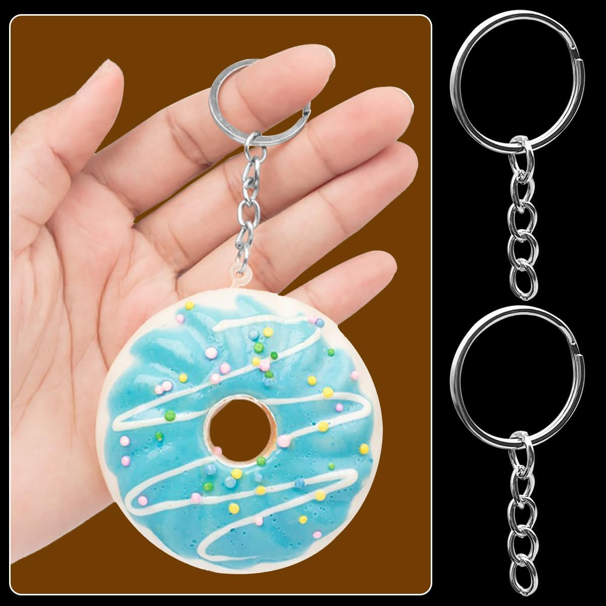 Keychain Making Kit, SENHAI 968Pcs Keychain Clip with Key Chain Rings, Lobster Claw Clasps, Key Rings Chain Hook Jump Rings, Key Ring for Jewelry Making Supplies (Silver & Gold) image number 4