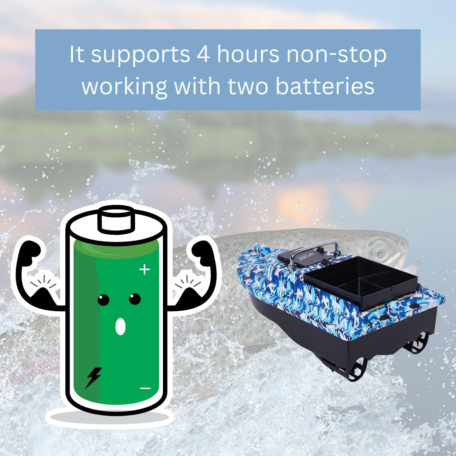 Bait Boat, RC Bait Boat, 546-Yard Range Remote Control, 4.4Lb Loading Capacity, Dual Motor & Battery System | Long-Range Fishing Bait for Serious Anglers image number 5