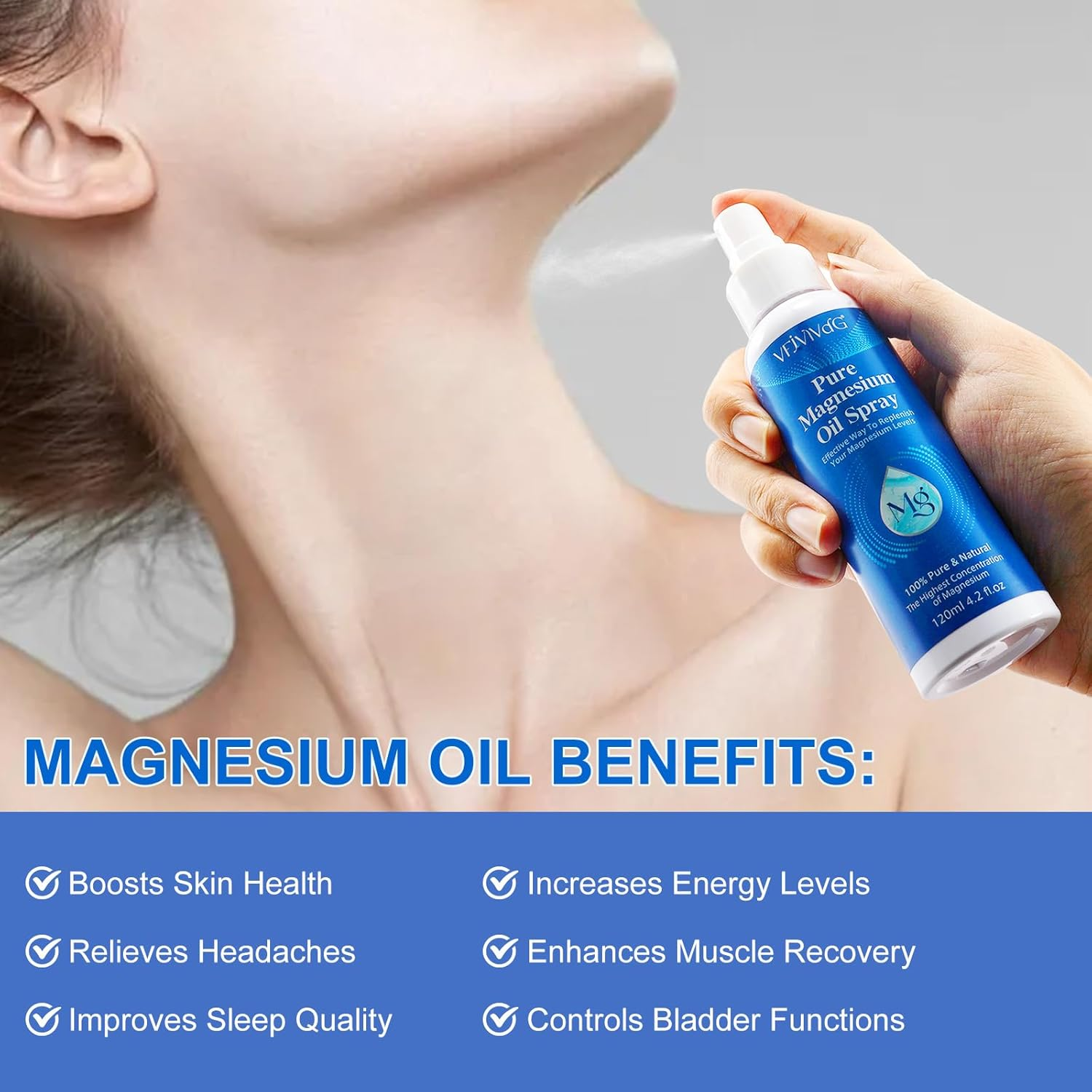 Pure Magnesium Oil Spray - 100% Natural Magnesium Spray &ndash; Made with Concentrated Pure Magnesium Chloride Oil - Topical Magnesium Spray (1 Pack 4 .2Fl Oz) image number 5