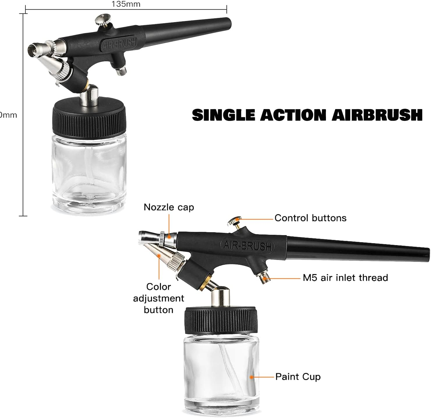 Professional Airbrush Set with Compressor, Airbrushing System Kit with 3 Multi-Purpose Dual-Action Gravity Feed Airbrushes for Hobby, Craft, Models,Cake Decorating, Makeup and Manicure