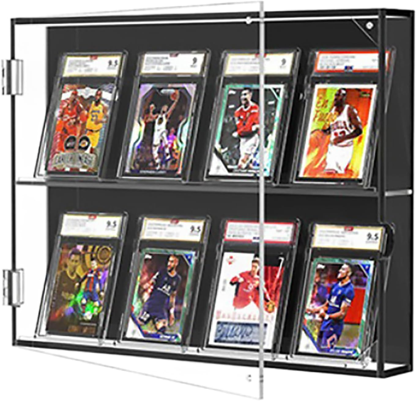 Acrylic Display Case - Wall-Mounted Trading Card Holder with Magnetic Door, Organizer Frame for Trading Cards, Graded Cards, Basketball, Football, Baseball, Sports Card, Vertical image number 4