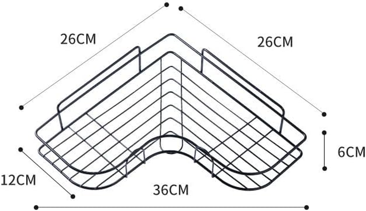 Generic 2 Pack L-Shape Stainless Steel Corner Shelf, 2 Shelves, 15 Pounds Weight Capacity, Rust Proof, Scratch Resistant, Adhesive Mount, Self Adhesive, Bathroom Toiletries Organizer image number 4